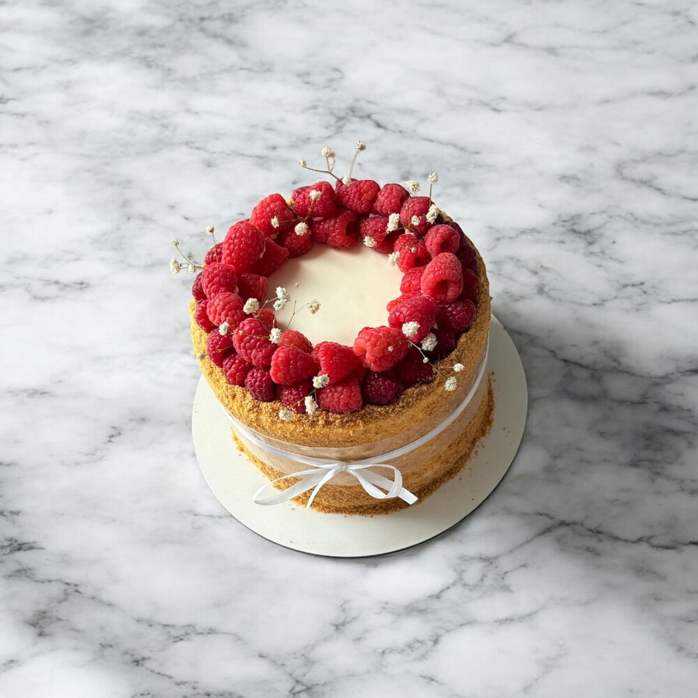 Торт Бенто-Махi с малиной