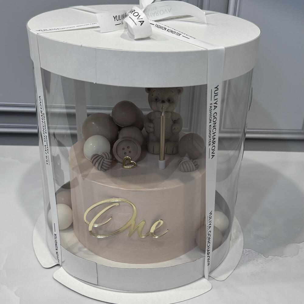 Торт Биг Макси на 1 год Мишка задувает свечу